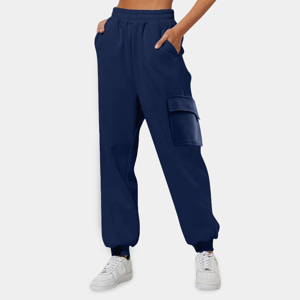 Women's Fashion Sport Solid Color Pocket Casual Sweatpants Pants