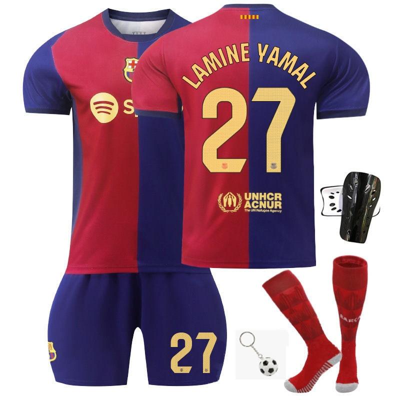 Kids Sportswear Yamal Soccer Jersey - Polyester, Red and Blue, Youth Football Kit, Breathable Quick-Dry Training Match Shirt
