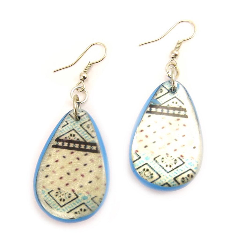 Les Trésors De Lily [L5258] - Дизайнерские серьги "Килиманджаро" сине-бежевые