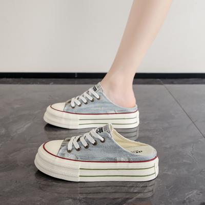 CRLAYDK Классические женские парусиновые кроссовки Slip On Mule Backless Fashion Walking Shoes для лета Повседневные мокасины Clipper Slides