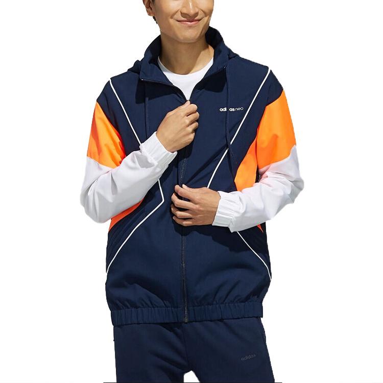 Adidas Нео повседневная спортивная куртка с капюшоном, мужская верхняя одежда, темно-синий FK3493