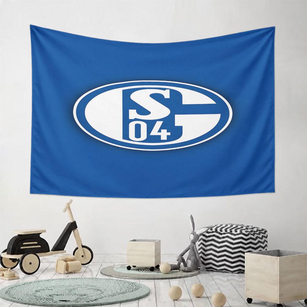 Blue Schalke 04 Logo Design Pattern Wall Hanging Tapestry Decorative Tapestry Home Decor for Bedroom and Living Room