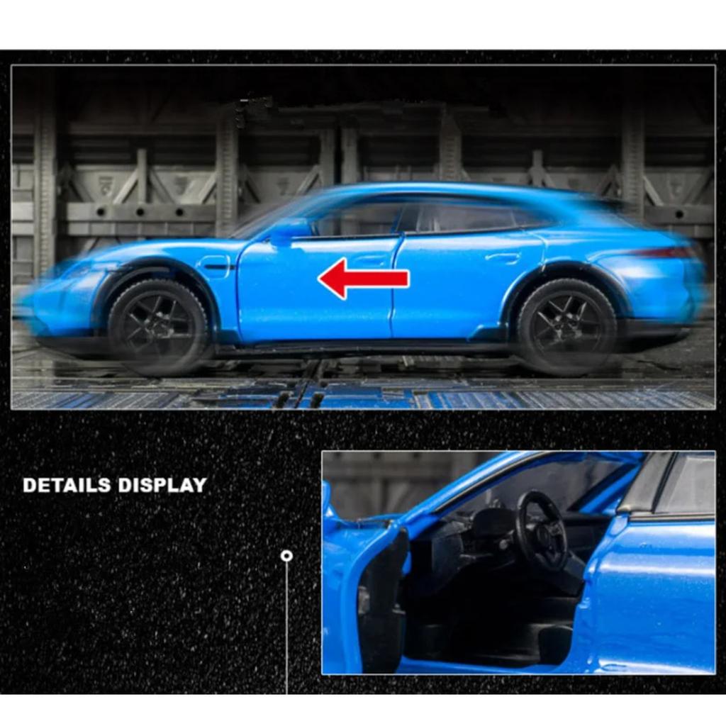 1/36 Porsche Taycan Turbo S Cross Turismo Модель спортивного автомобиля из сплава Литой металл Гоночные автомобили Модель автомобиля Звук Свет Детская игрушка Подарок