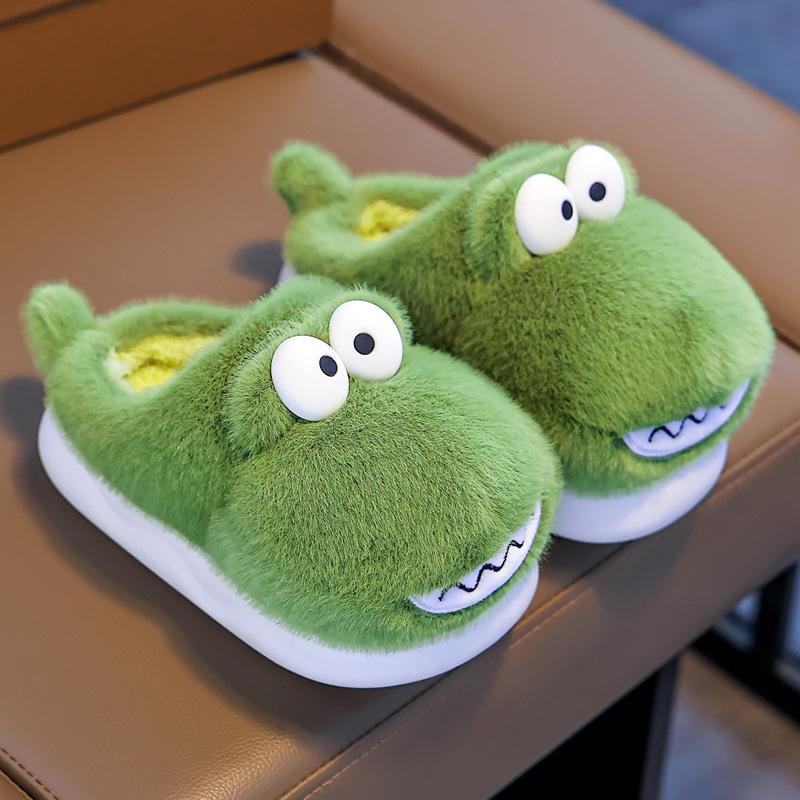 Детские осенне-зимние симпатичные бархатные домашние тапочки из хлопка на толстой подошве