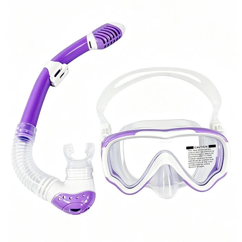 Adult Kids Full-Dry Snorkeling Mask With Tempered Glass Lens Silicone Frame Swimming Freediving