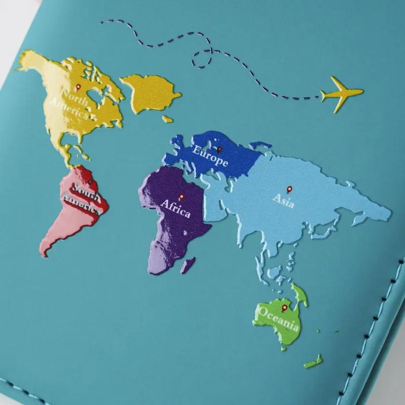 New Color Letter Map Printed Passport Holder Passport Cover Ticket Clip Passport Wallet Travel Wallet ID Card Holder Unisex