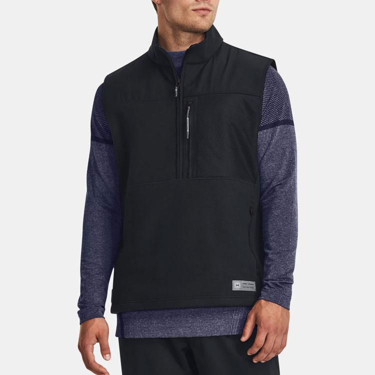 Under Armour Жилет UA Microfleece Maxx Vest, однотонный, на молнии, с воротником-стойкой, мужской, черный 1379918001