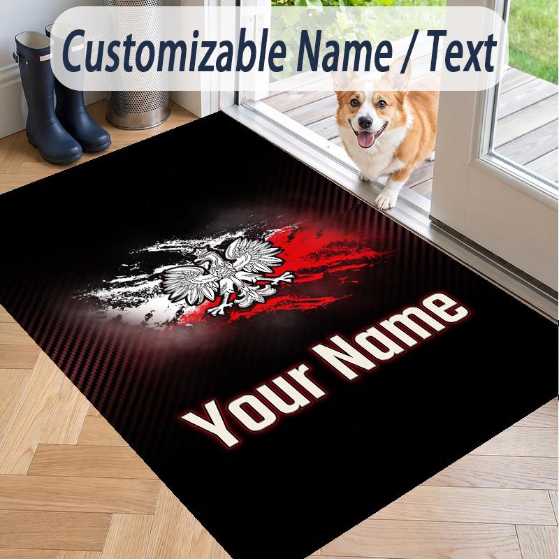 Custom Text Printed Rug Poland Non Slip Floor Carpet For Home Room Decor