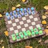 1 Set Roll-up Chess Game with Magnetic Mushroom Chess Pieces Folding Stump Chessboard Kids Adults Portable Travel Educational Checker Board Game