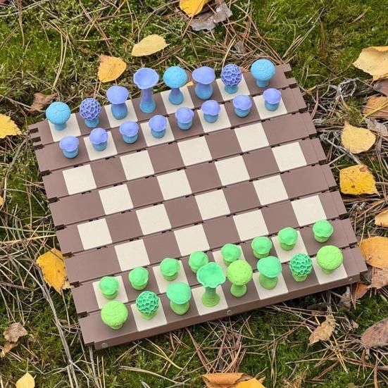 1 набор для игры в шахматы с магнитными грибными шахматными фигурами, складная шахматная доска для детей и взрослых, портативная образовательная дорожная игра в шашки