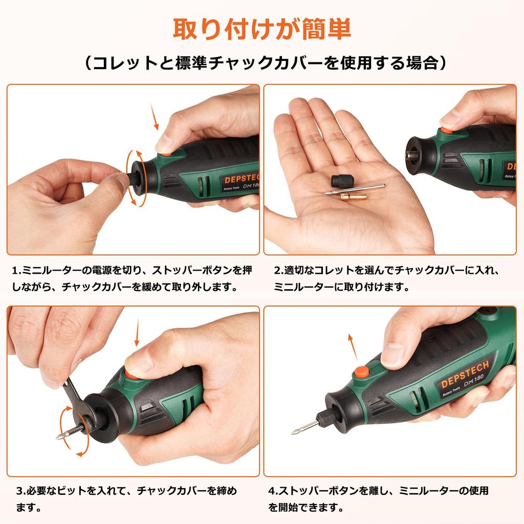 DEPSTECH Mini RPM 128 Electric Hand Shield Flexible and Stain Storage Case Included Router, 40,000 High-Speed Rotation, Accessories, 6-Speed Router,