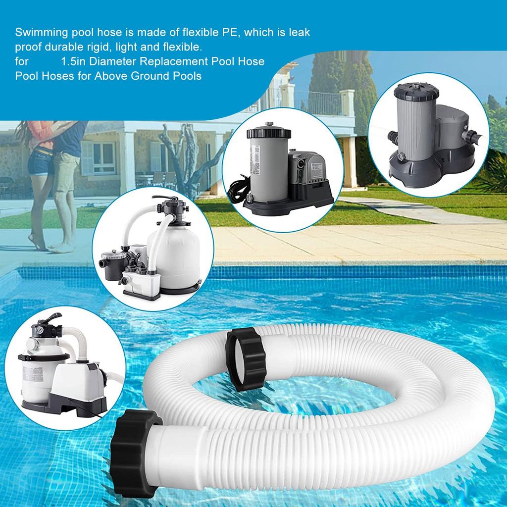 Запасной шланг для насоса для бассейна диаметром 1,5 дюйма, сменный шланг для надземных бассейнов, белый