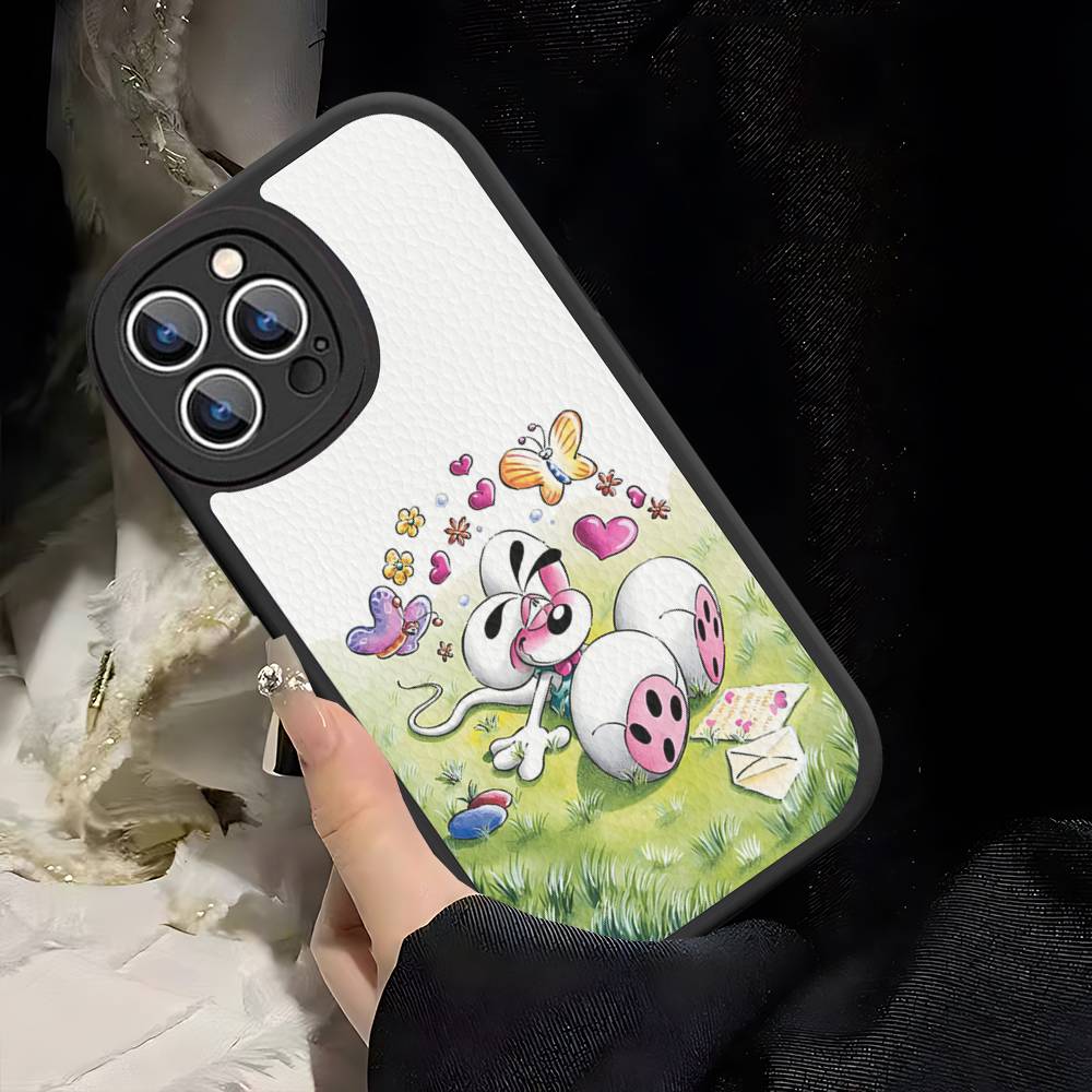 Мультяшный чехол D-Diddl для iPhone 16 15 14 13 12 11 Pro Max Plus Кожаный противоударный чехол