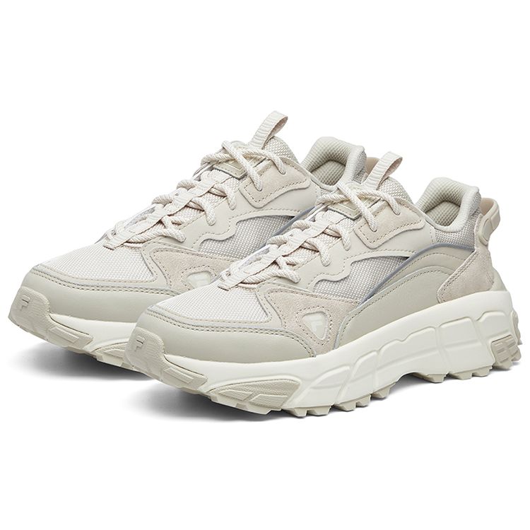 Fila Skyrunner Mesh Retro Casual Shock Absorbing Durable Breathable Low Top Dad Shoes Women Sneaker Oatmeal F12W041132FSS