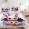 3pcs Wizard Bat & Pumpkin Cute Design Bedding Set - 1 Soft Quilt Cover + 2 Pillowcases, Machine Washable - Suitable for All Seasons, Perfect