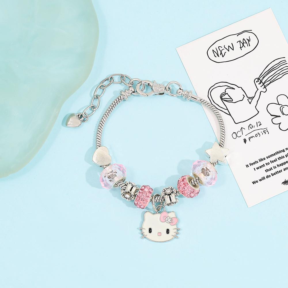 Браслет-шарм с мультяшными персонажами Hello Kitty и бусинами из цинкового сплава Для подарков и аксессуаров