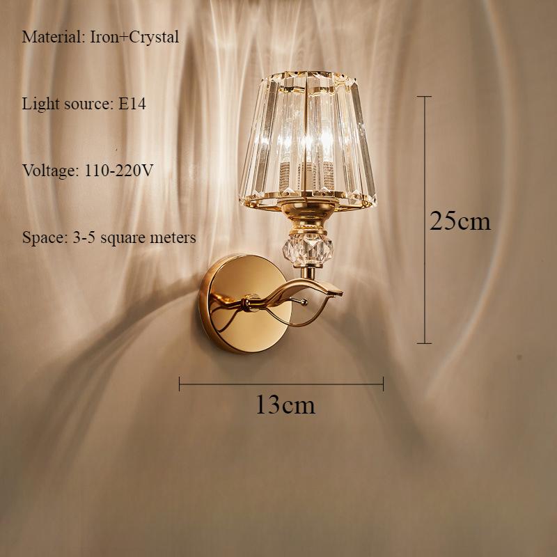 Light Luxury Crystal Wall Lamp Golden Black Background Wall Decoration Nordic Bedside Study Entrance Lighting LED Wall Light