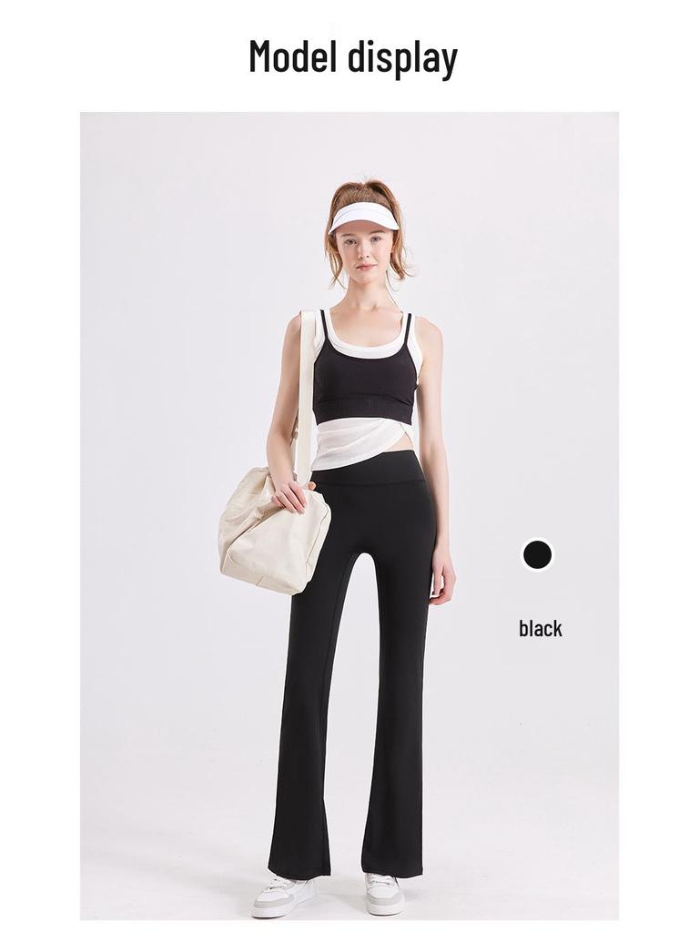 Брюки для йоги с микроклешем и высокой талией - Женские утягивающие, подтягивающие бедра, быстросохнущие фитнес-леггинсы бесшовного дизайна