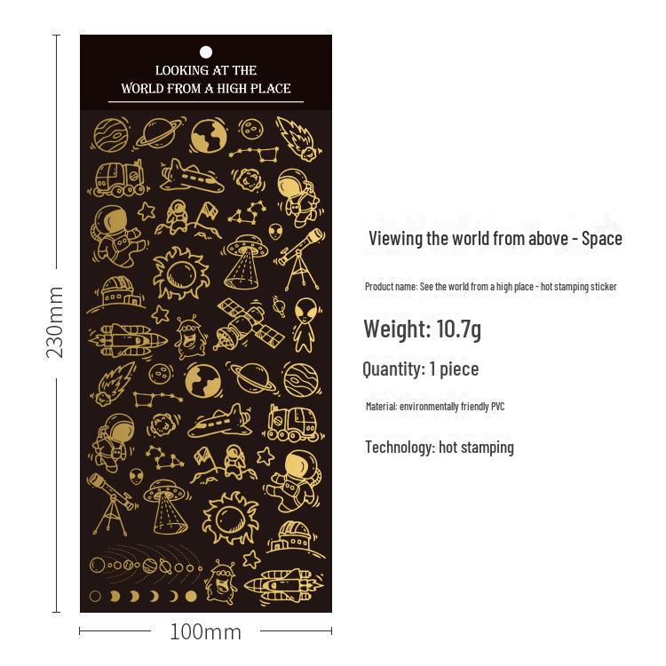 World View Горячее тиснение ПВХ декоративные наклейки для дневников-блокнотов