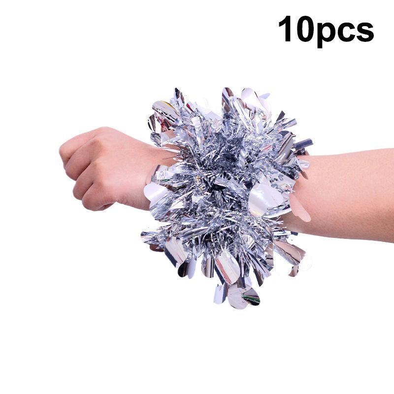 10 шт. Разноцветный мишурный браслет Эластичная лента Взрослые Дети Универсальный Реквизит для танцевального выступления Мишурный браслет на запястье для группы поддержки