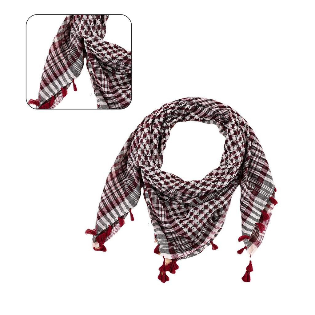 Multiuse Arafat Hijab Scarf Jacquard Shawl Scarf Adult Desert Arab Shemagh Headscarf Arabian Dubai Saudi Head Covering