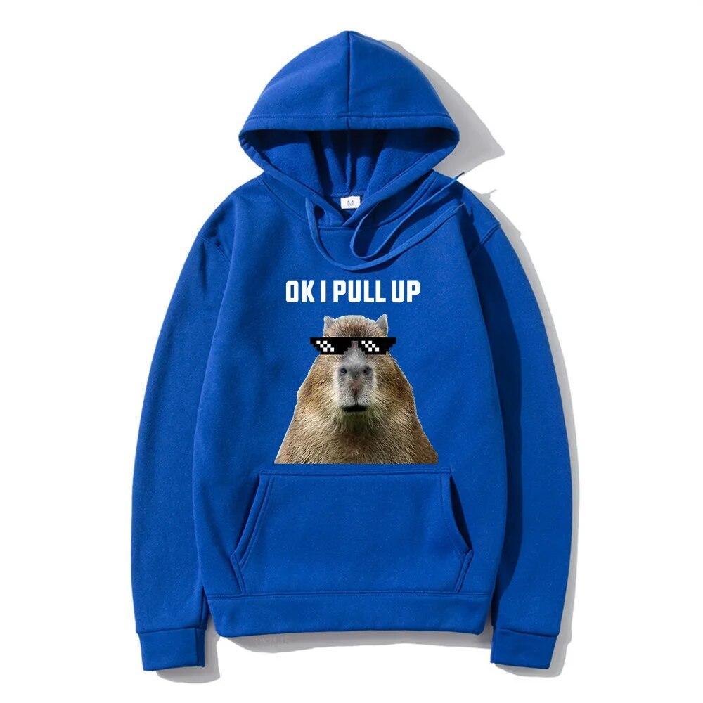 Забавная толстовка с принтом капибары, унисекс, повседневные толстовки с капюшоном большого размера, готические пуловеры, хит продаж, одежда унисекс