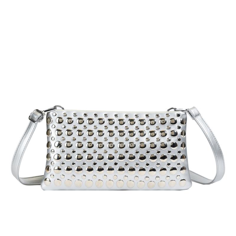 2025 New Arrival Fashion PU Leather Ladies Small Crossbody Bags Unique Riveted Clutch Hand Bag Cellphone Messenger Bags