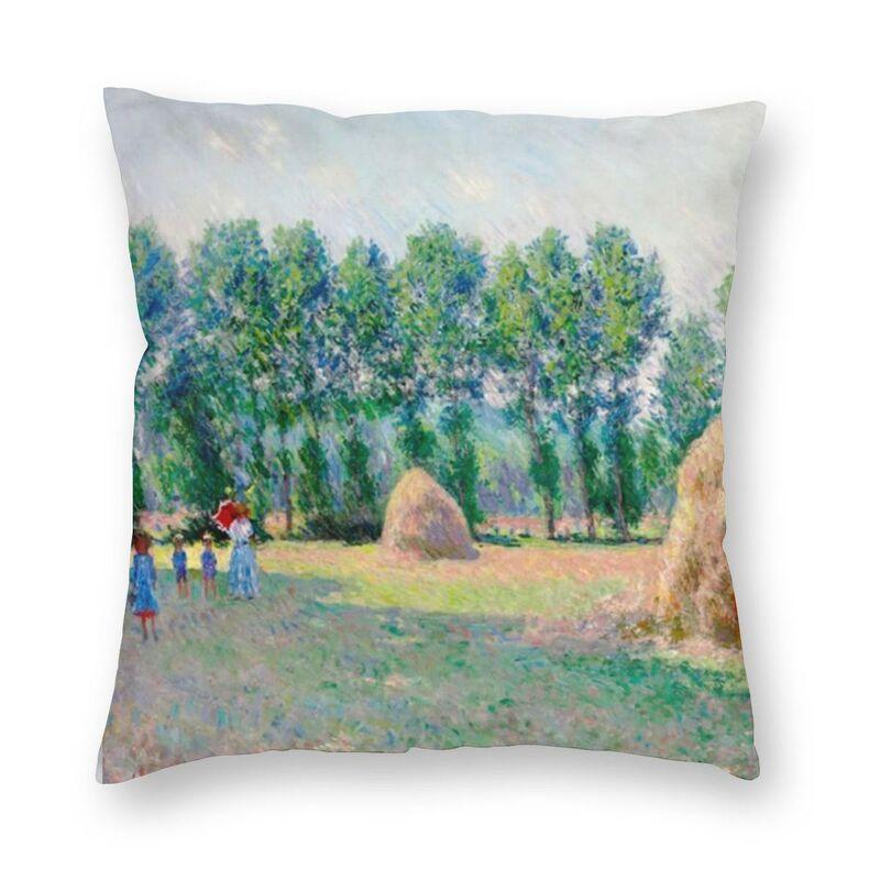 Claude Monet Printing Square Throw Pillow Cover Home Decor Printed World Famous Landscape Painting Cushion Cover For Living Room
