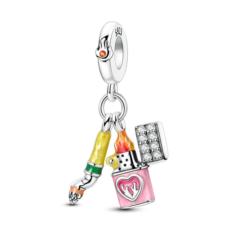 copper Colorful Charm Bead Charms Bead Sparkling Inlaid Zirconium Pendants Compatible With Authentic Accessories Bracelets Jewellery Gift