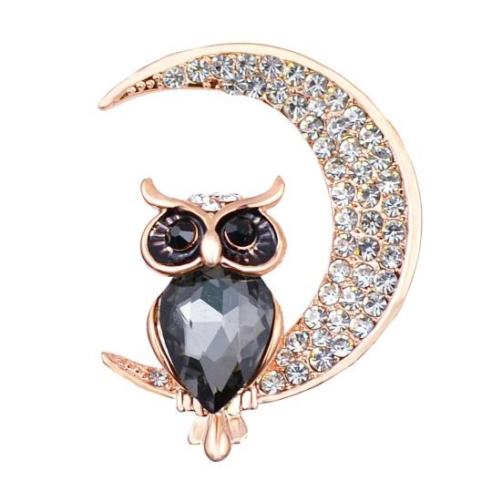 Owl Faux Crystal Brooch Cute Vintage Fashion Dress Coat Accessories Jewelry Sturdy Brooch Pin for Women