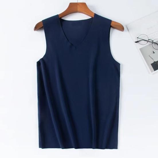Men Winter Seamless Thermal Vest V-neck Sleeveless Thermal Underwear Thickened Elastic Slim Fit Bottoming Shirt Thermal Tops