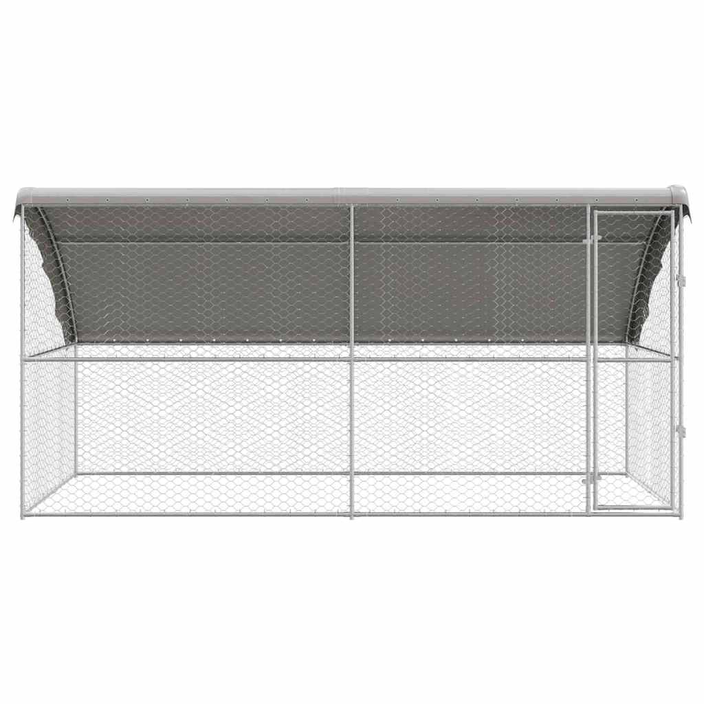Dog Kennel 2 pcs Silver 4 x 2 x 2 m Galvanized Steel