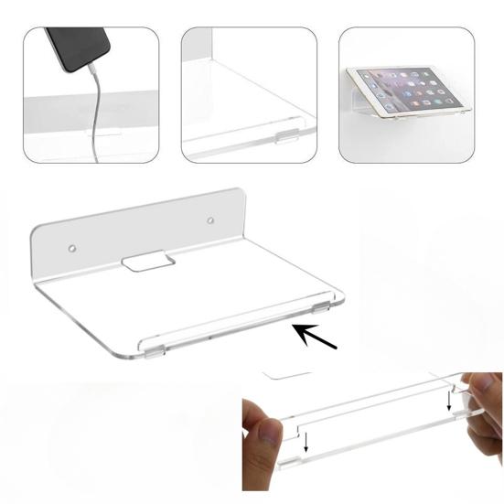 2 шт. Акриловые плавающие настенные полки Прозрачные настенные полки Клеевая или винтовая установка Полки для демонстрации для динамика, горшка с растением, фигурок