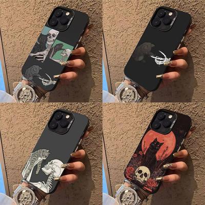 Чехол для телефона с рисунком Кота-скелета Чехол для телефона для iPhone 14 16 15 11 12 13 Pro Max Mini Plus Ударопрочный чехол