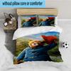 Red Hat Bear In The City 3PCS Bedding set,Ideal for 1pc Duvet Cover And 2pcs Pillowcases Perfect for Fan gift,Ideal for Bedroom, Dormitory