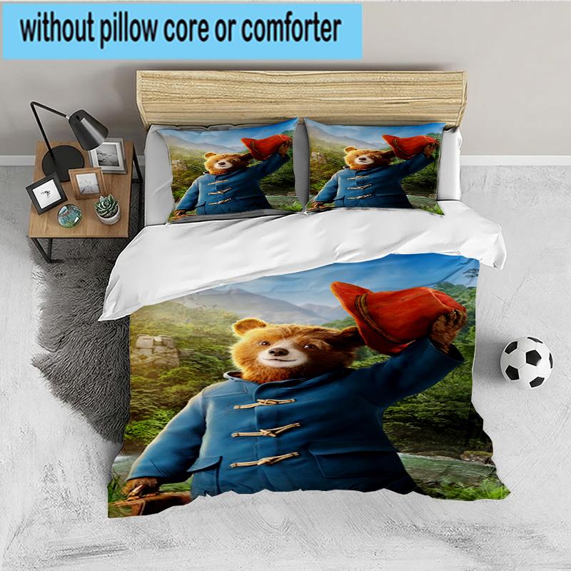 Red Hat Bear In The City 3PCS Bedding set,Ideal for 1pc Duvet Cover And 2pcs Pillowcases Perfect for Fan gift,Ideal for Bedroom, Dormitory