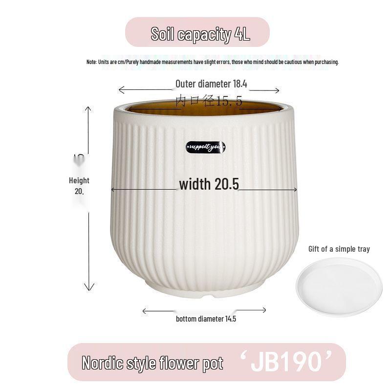 Nordic-Style High-Top Resin Flower Pot for Bird of Paradise and Areca Palm - Durable, Large Diameter