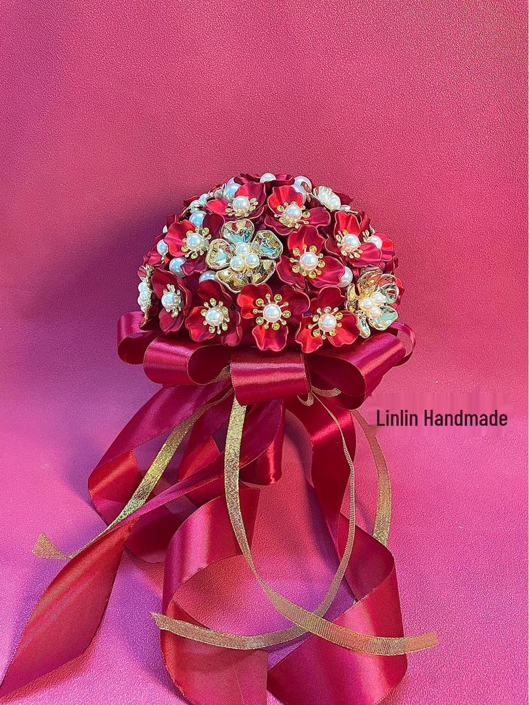 Золотой Свадебный Букет DIY Набор - Дизайн Жезла с Жемчугом