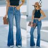 Новые эластичные тонкие расклешенные джинсовые брюки, женские трендовые джинсы
