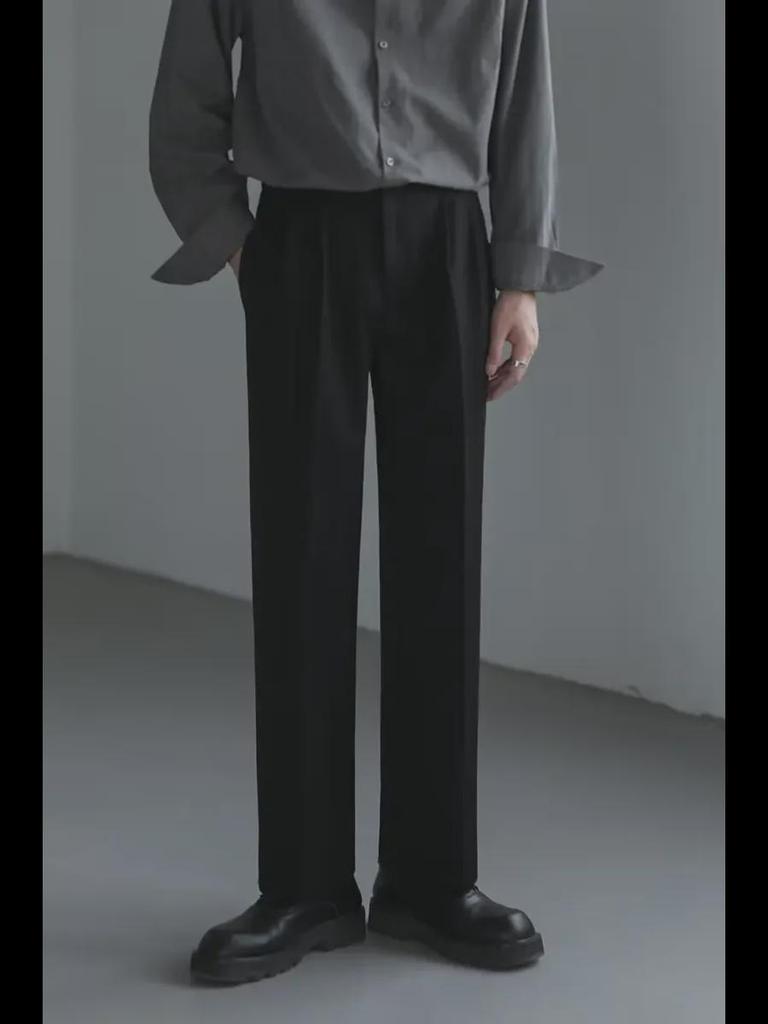 Korean-Style Loose Wide-Leg Men's Suit Pants - Trendy, Handsome, High-Grade Straight Trousers