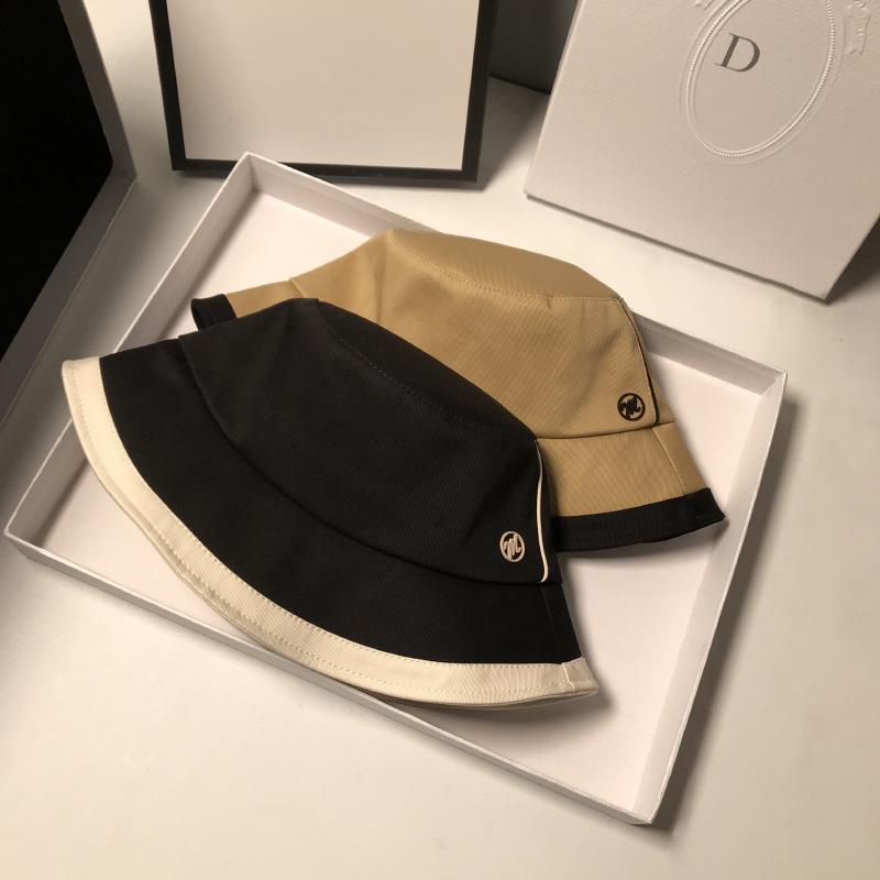 Японская дизайнерская черно-белая рыбацкая шляпа с вышивкой, женская корейская модная универсальная шляпа-ведро, шляпа-тазик, солнцезащитная шляпа