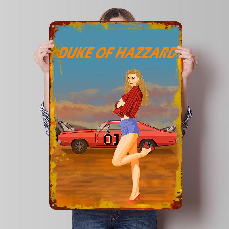 Duke of Hazzard Metal Poster Customized Wall Art Retro Vintage Tinplate Signs for Gaming Room Decoration Cozy Bathroom Decor