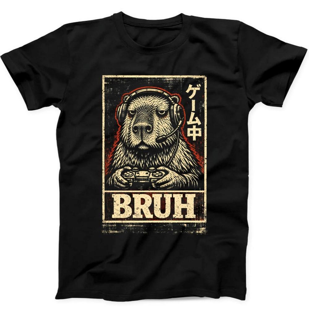 Bruh Capybara Gamer Video Games Meme Funny Gift Tee Black T Shirt 534 Unisex T-Shirt