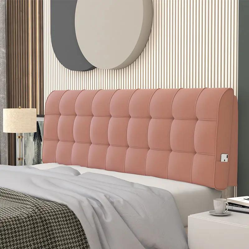 Модная высокоэластичная губчатая подушка для изголовья кровати размера King Queen, съемный бархатный чехол для изголовья кровати, подушка для изголовья кровати