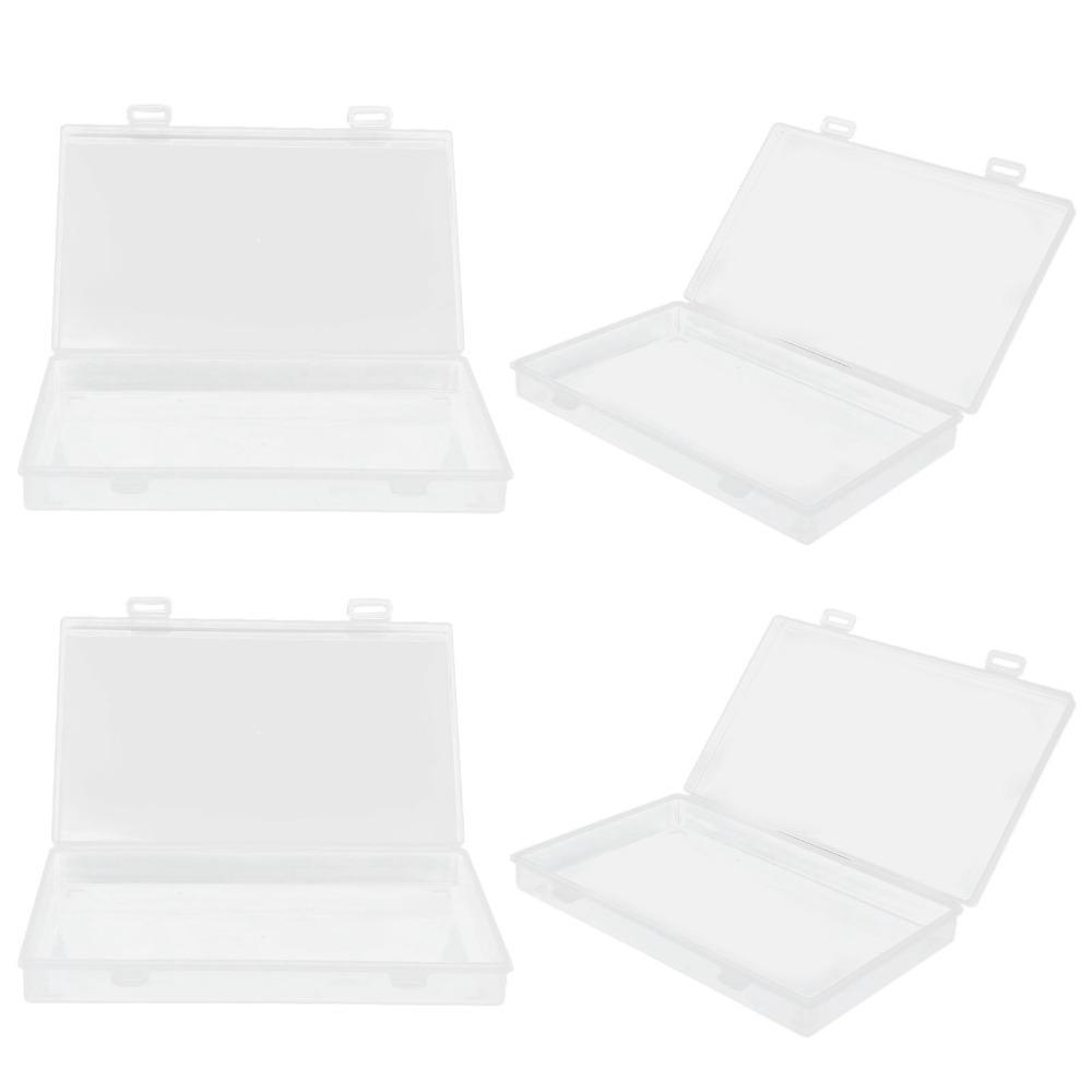 4pcs Transparent Transparent Plastic Box PP Multipurpose Storage Box Office Supplies