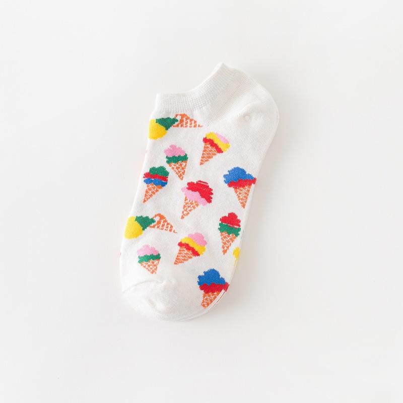 Lady Fashion Wind Pineapple Bird Poached Egg Cow Cartoon Colorful Cotton Sock Girls Ankle Socks