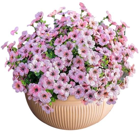 12 пучков искусственных цветов для улицы, разноцветная ипомея с эвкалиптом, устойчивый к УФ-излучению искусственный шелковый цветок для весны и лета, для дома, кашпо, крыльца