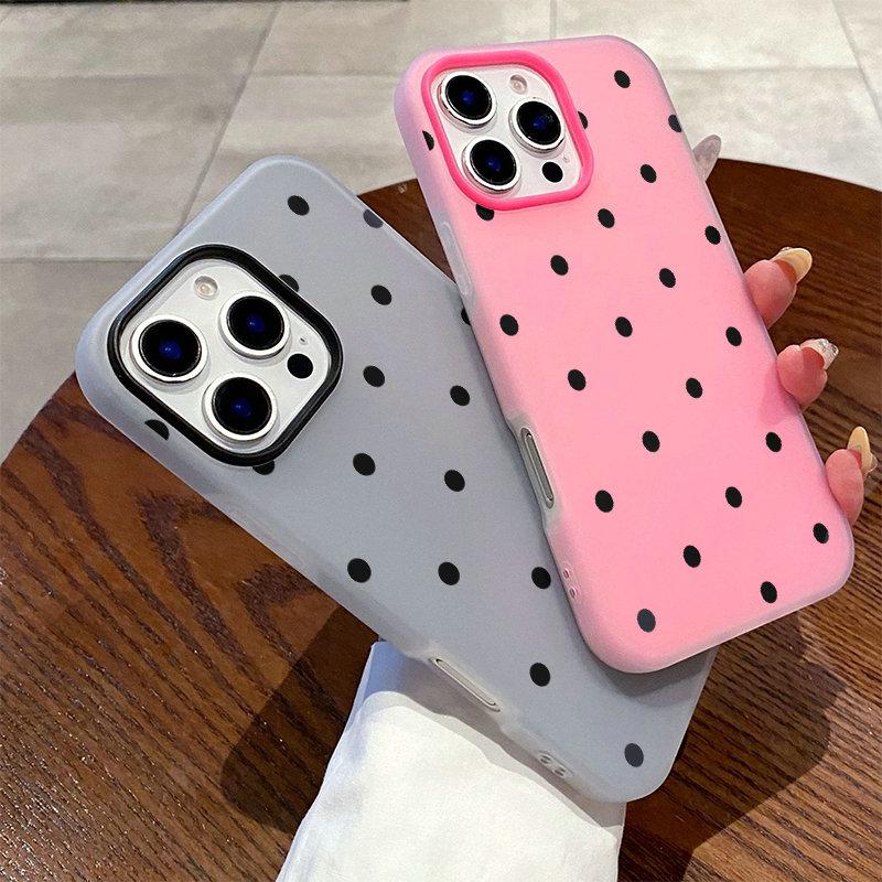 Матовый frosted чехол с узором, приятный на ощупь, PC+TPU 2-в-1, с принтом в горошек, защитная накладка, мягкая задняя крышка