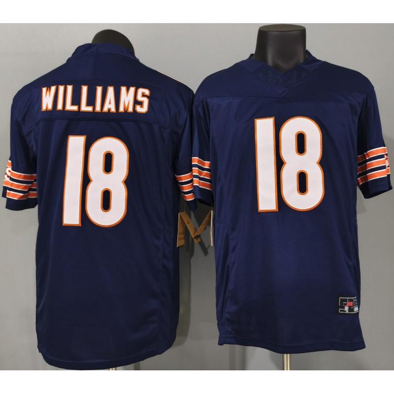 Chicago Bears 18 Williams Navy Blue Football Jersey Men Women Short Sleeve Embroidered Team Sport Apparel