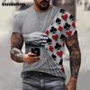 Flame Playing Cards Printed 3D T-shirt Men Women Summer Fashion Casual T Shirt Poker Card Design Harajuku Streetwear Tops 6XL